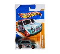 2011 Hot Wheels MORRIS MINI Cooper TRACK STARS 10 sur 15 #75 bleu clair avec moyeux rouges