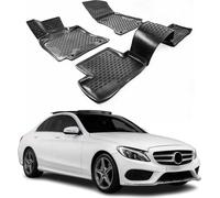 2014-2025 Mercedes Classe C W205 S205 Tapis de sol TPE noir 4 pcs