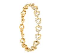 2014.Jewelyr.Luxe Bracelet - Femme - Cœurs - Zircons - Élégance - 19 cm - Plaqué Or Jaune 750/1000-3 Microns