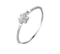 2014.Jewelyr.Luxe Bracelet - Femme - Jonc - Ovale - Papillon - Cristal - Autrichien - Blanc - Argent 925/1000