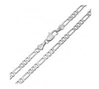 2014.Jewelyr.Luxe Chaîne de Cou - Homme - Maille Figaro - Triple - Plate - 60 cm - 4,2 mm - Argent 925/1000 - Rhodié