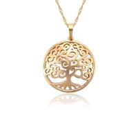 2014.Jewelyr.Luxe Collier - Arbre de Vie - Pendentif - Stylisé - Plaqué Or Jaune 750/1000-3 Microns - 45 cm - Femme