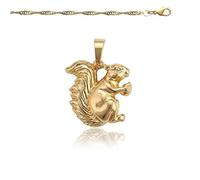 2014.Jewelyr.Luxe Collier - Enfant - Chaîne et Pendentif - Ecureuil - Animal - Plaqué Or Jaune 750/1000-3 Microns - 45 cm