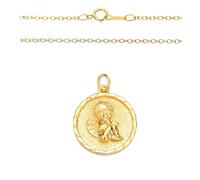 2014.Jewelyr.Luxe Collier Enfant - Chaîne Forçat et Médaille - Pendentif - Ciselé - Ange de Baptême - 18 mm - Or Jaune Vermeil 14 Carats*
