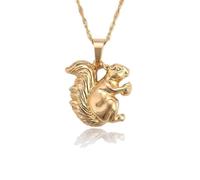 2014.Jewelyr.Luxe Collier - Enfant/Femme - Pendentif - Écureuil - Animal - Plaqué Or Jaune 750/1000-45 cm