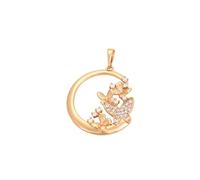 2014.Jewelyr.Luxe Collier Femme - Chaîne et Pendentif - évidé - Papillon - Cristal - Blanc - Plaqué Or Jaune 750/1000-3 Microns - 50 cm