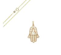 2014.Jewelyr.Luxe Collier Femme Chaîne Torsadée et Pendentif Main de Fatma Plaqué Or Jaune 750/1000 3 Microns