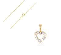 2014.Jewelyr.Luxe Collier - Femme - Chaîne Vénitienne - Pendentif - Coeur - évidé - Cristal - Blanc - Plaqué Or Jaune 750/1000-3 Microns - 45 cm