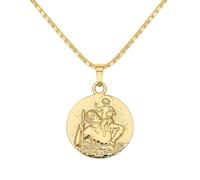 2014.Jewelyr.Luxe Collier - Femme/Homme - Médaille - Saint Christophe - 25 mm - Plaqué Or Jaune 750/1000-3 Microns