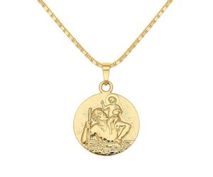 2014.Jewelyr.Luxe Collier - Femme/Homme - Médaille - Saint Christophe - 25 mm - Plaqué Or Jaune 750/1000-3 Microns
