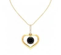2014.Jewelyr.Luxe Collier - Femme - Pendentif - Coeur - Onyx - Plaqué Or Jaune 750/1000-3 Microns - 45 cm - Vénitienne