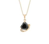 2014.Jewelyr.Luxe Collier - Femme - Pendentif - Coeur - Onyx - Plaqué Or Jaune 750/1000-3 Microns - 50 cm