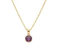 2014.Jewelyr.Luxe Collier - Femme - Pendentif - Solitaire - Améthyste - Plaqué Or Jaune 750/1000-45 cm