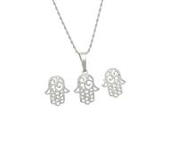 2014.Jewelyr.Luxe Parure Bijoux - Collier & Boucles d'Oreilles - Filigranés - Main de Fatma - Argent 925/1000 - Femme - 4 Pièces