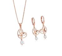 2014.Jewelyr.Luxe Parure Bijoux - Femme - Coeur - Papillon - Cristal - Blanc - Plaqué Or Rose 750/1000-3 Microns - 4 Pièces