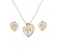 2014.Jewelyr.Luxe Parure Bijoux - Femme - Coeur - Zircon - Scintillant - Plaqué Or Jaune 750/1000 - Vénitienne 50 cm