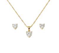 2014.Jewelyr.Luxe Parure Bijoux - Femme/Enfant - Coeur - Zircon - Blanc - Plaqué Or Jaune 750/1000-3 Microns - 4 Pièces