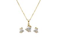 2014.Jewelyr.Luxe Parure Bijoux - Femme/Enfant - Dauphin - Coeur - Zircons - Plaqué Or Jaune 750/1000-3 Microns - 4 Pièces