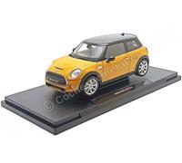 2016 Nouvelle Mini Cooper S Hatchback Revue Orange/Noir 1:18 Welly 18050