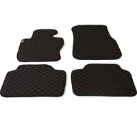 2017-2024 BMW Série 5 G30 Cuir Similicuir Rouge Tapis Similicuir Noir 4 pcs