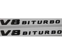 2017 + Brillant Noir Brillant Fender Lettres V8 BITURBO Emblème Emblèmes Badge Fit for Mercedes Benz C63 E63 S63 GLC63 GLE63 GLS63 AMG