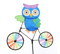 2018 3d Animal Hibou Sur Vélo Moulin À Vent Pinwheel Whirligig Enfants Jouets Jardin Pelouse Fête Décor Extérieur Moulin À Vent Jouets Cadeau Pour Enfants