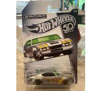 2018 Hot Wheels 50th Anniversaire en Zamac 5/2.4m68 Olds 442 W / Noir DD8 Rayons