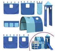 20189& Rideaux pour Lit combiné mezzanine - KALISSE - avec tunnel et tour bleu - L100x l75 cm