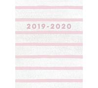 2019-2020: Daily, Weekly & Monthly Academic Planner Organizer With Inspirational Quotes & Hourly Class Schedule Semester Calendars Simple, Hand-Painted Watercolor, White Striped & Rose Blush Pink St