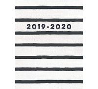 2019-2020: Daily, Weekly & Monthly Academic Planner Organizer With Inspirational Quotes & Hourly Class Schedule Semester Calendars Simple, Hand-Painted Watercolor, Black & White Stripe Cover (Modern