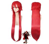 2019 Anime Black Butler Grell Sutcliff cosplay perruque rouge longue droite cheveux synthétiques fête d'halloween Kuroshitsuji Cosplay perruques une taille Grell perruque 028