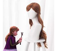 2019 New Anime Princess Anna Cosplay Wig 70cm Long Curly Wavy Heat Resistant Synthetic Hair Brown Party Wigs + Wig Cap