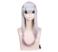 2019 pas cher Eromanga Sensei Sagiri Izumi Cosplay perruque argent mélangé rose cheveux longs Cosplay jouer perruques avec cinq épingles à cheveux roses perruque XXL et épingles à cheveux