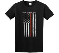 2019 Thin Red Line Flag Firefighter Fire Department Tee Fire Fighter USA Hero Black Cotton Tshirt Mens