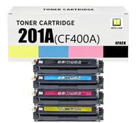 201A CF400A CF401A CF402A CF403A Cartouche de Toner Compatible pour HP - Noir ~1 500 / Couleur ~1 400 Pages - pour M277 M252 M274 - Choisissez Noir/Cyan/Jaune/Magenta,4pack