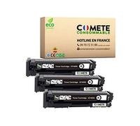 COMETE CONSOMMABLE 201X Pack de 3 Toner compatible avec HP 201X (=201A grande capacité) CF400X CF400XD - 3 Noir Noir