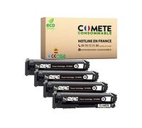 COMETE CONSOMMABLE 201X Pack de 4 Toner compatible avec HP 201X (=201A grande capacité) CF400X CF400XD - 4 Noir Noir