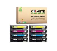 COMETE, Marque française - 201X CF400X - 8 Cartouches de Toners Compatibles avec HP 201X 201A CF400X - pour HP Color LaserJet Pro MFP M277dw, M252n (2 Noir 2 Cyan 2 Magenta 2 Jaune)