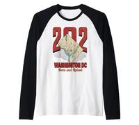 202 Washington DC Born and Raised Carte de la Ville Natale Manche Raglan