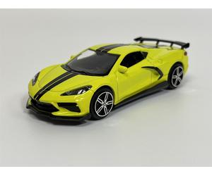 2020 Chevrolet Corvette Stingray Coupé Jaune Rayures Noires 1:43 Burago 183000