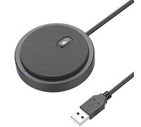 2020 Microphone de conférence USB amélioré pour ordinateur, micro à condensateur omnidirectionnel 360° avec clé mute, idéal pour la vidéoconférence, les jeux, les chats, Skype, Plug & Play, Windows