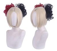 2021 Movie 2 Squad Harley Cosplay Costume Quinn Black Red Yellow Mix Color Wig Halloween Cos Props