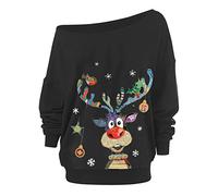 2021 Nouveau NoëL Sweat Femme Automne Printemps Hiver Christmas Verre à vin Rouge Imprimée à Manches Longues Sweat Chic Sexy Pull Tops Mode Décontractée Blouse Shirt Top Blouse T-Shirt