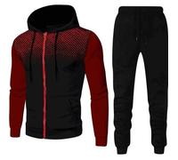 2021 Nouveau Survêtements Homme Manches Longues Ensemble Jogging Sport Causal Vêtements Sweat à Capuche et Pantalons Rouge M