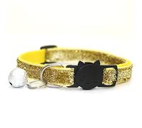 2021 Pet Cats Collar with Bell Breakaway Fashion Adjustable Kitten Cats Sequin Collar Neck Strap Cats Accessories Pet Supplies (Yellow)