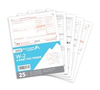 2021 W2 Kit de 4 formulaires d'impôt pour 25 employés de formulaires laser conçus pour les Quickbooks et logiciels de comptabilité