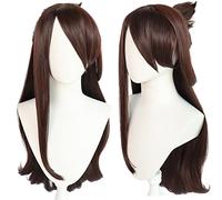 2022 Anime Game Cosplay Perruque de Cosplay for Genshin Impact Beidou, Femmes Long Heart Brown Coiffure Modeling Party Dress Up Perruque, Cheveux synthétiques résistants à la chaleur Numéro d'enchevêt