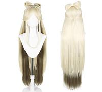 2022 Anime Game Cosplay Perruque de Cosplay for Genshin Impact Ningguang, Femmes Longue Droite Blonde Brown Cheveux Brown Modeling Fête Dress Up Perruque, Cheveux synthétiques résistants à la chaleur