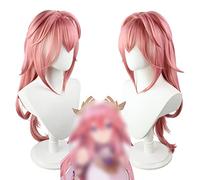 2022 Anime Game Perruque Cosplay for Genshin Impact Yae Miko, Femmes Pink Hair Modeling Modeling Fête Dress Up Perruque, cheveux résistants à la chaleur Synthétiques Cheveux No Enchevêtrement, Pas de