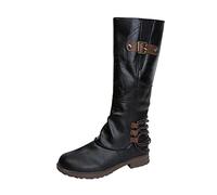 2022 Bottes Hautes Au Genou Femmes Bottes Confortables ImperméAbles Tirer Sur L'Automne Bottes D'Hiver Bottes De Cowboy Vintage Marche Chaussures Occidentales Classiques